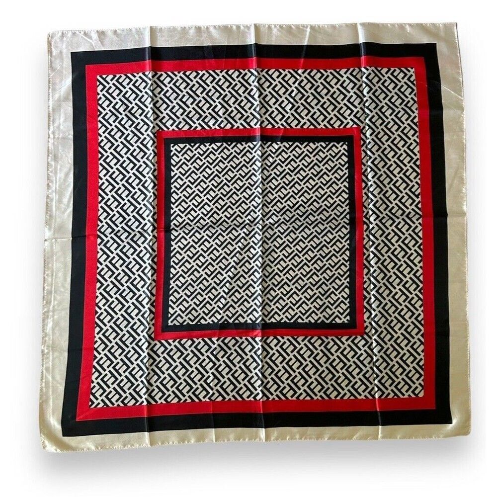Beige Edges Red & Black Scarf 35” X 35” Women Scarve Boho